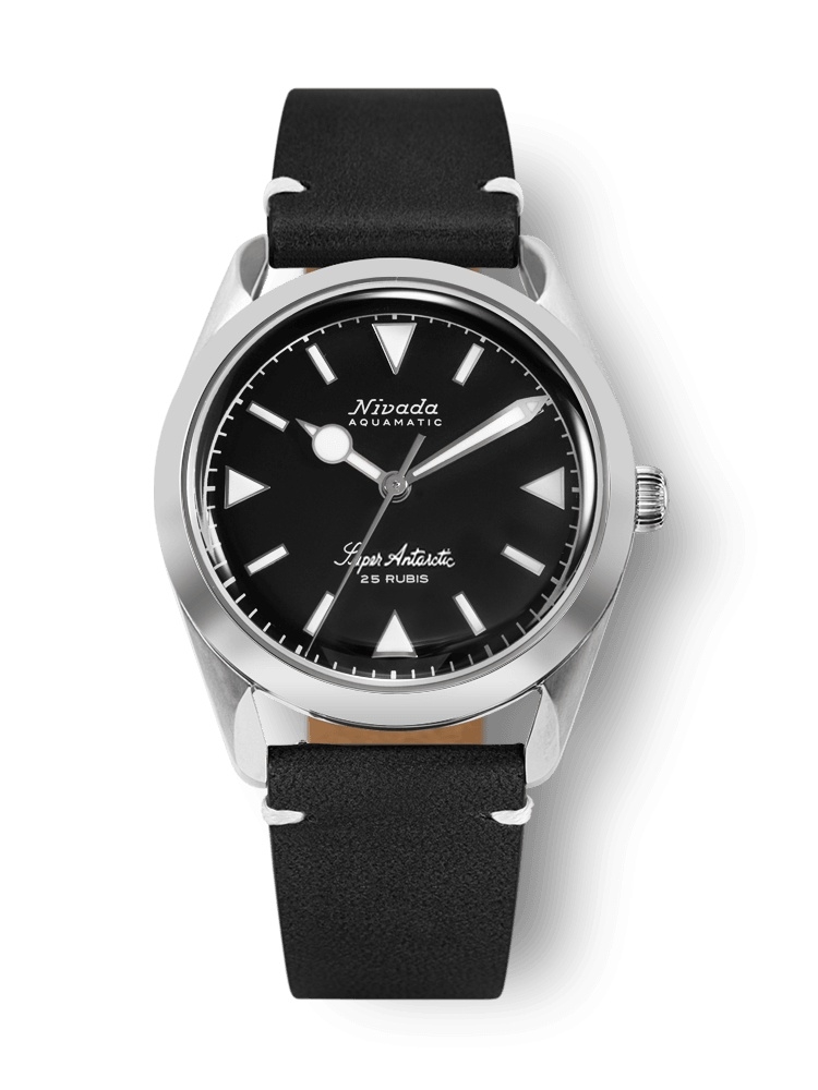 Nivada Grenchen 32025A15 : Super Antarctic Black - White Luminova / Stainless Steel / Black - White