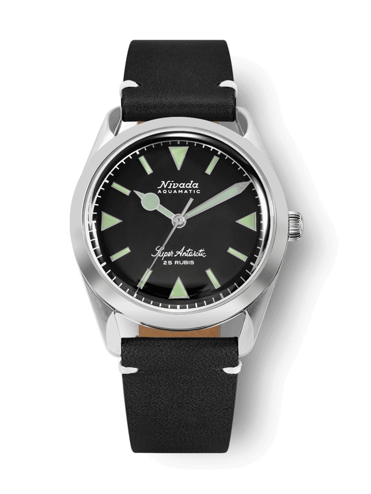 Nivada Grenchen 32026A15 : Super Antarctic Black - Green Luminova / Stainless Steel / Black - White