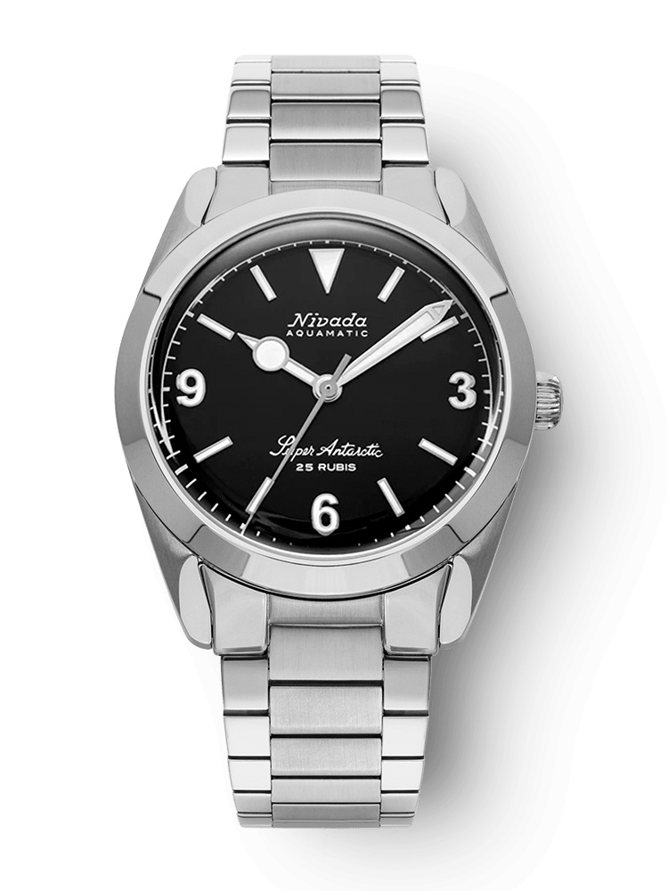 Nivada Grenchen 32039A20 : Super Antarctic 3.6.9. Black - No Vintage Effect / Stainless Steel / Flat Link