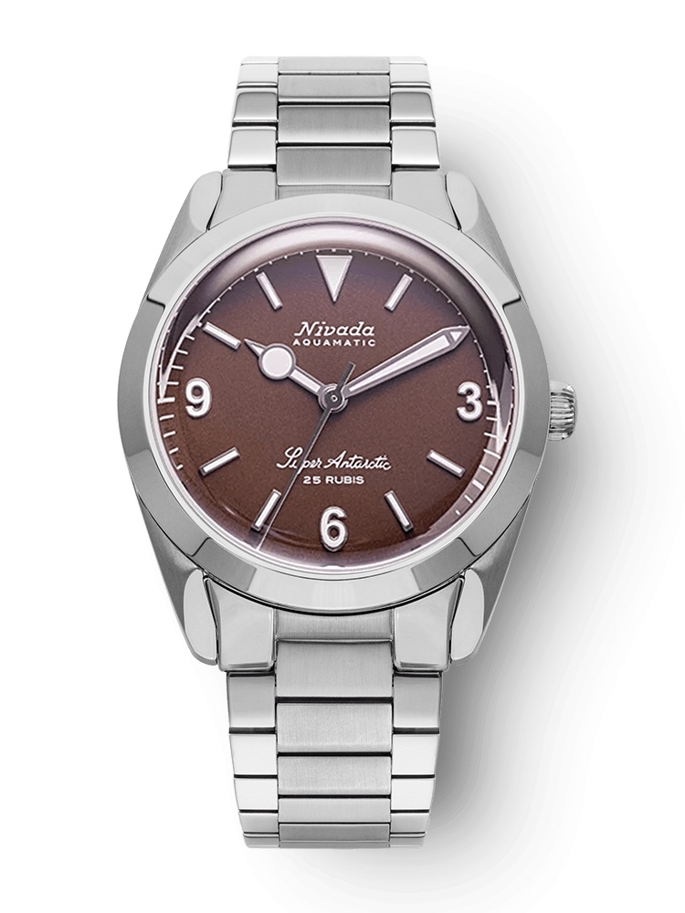 Nivada Grenchen 32040A20 : Super Antarctic 3.6.9. Brown - White Luminous / Stainless Steel / Flat Link