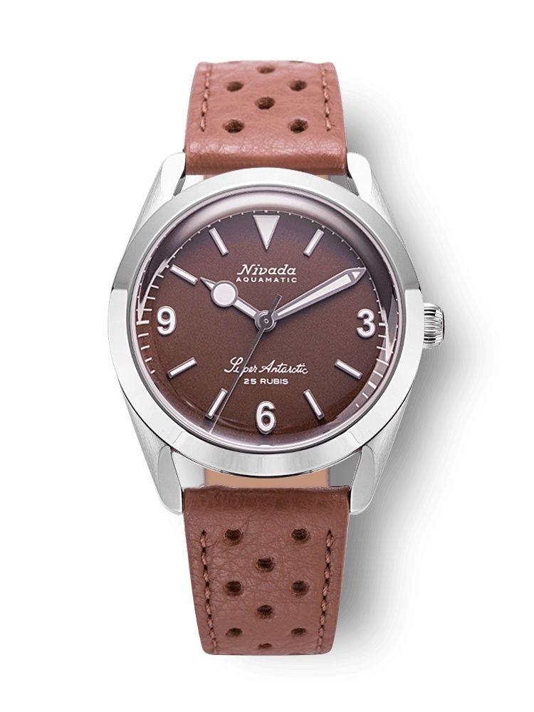 Nivada Grenchen 32040A23 : Super Antarctic 3.6.9. Brown - White Luminous / Stainless Steel / Brown Racing