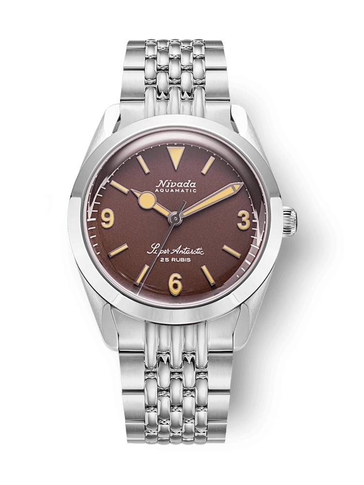 Nivada Grenchen 32041A04 : Super Antarctic 3.6.9. Brown - Beige Luminous / Stainless Steel / Flat Link