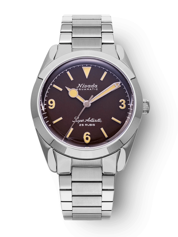 Nivada Grenchen 32041A20 : Super Antarctic 3.6.9. Brown - Beige Luminous / Stainless Steel / Flat Link