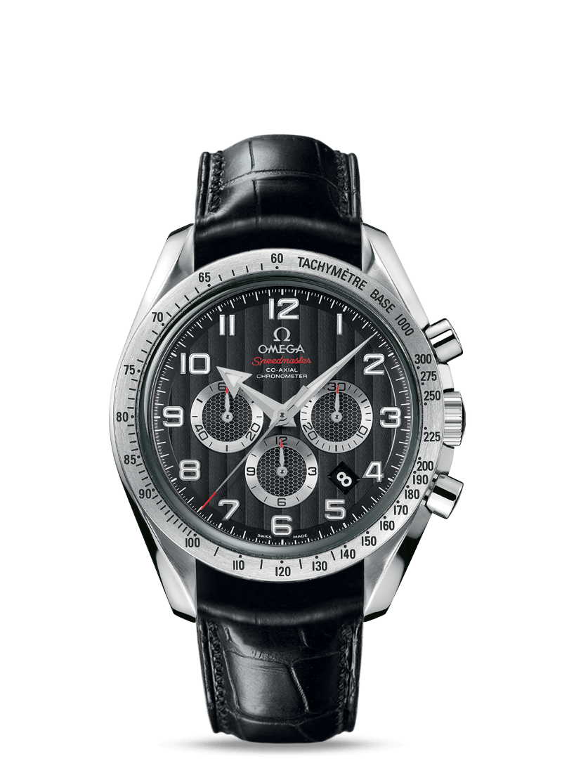 Omega 321.13.44.50.01.001 : Speedmaster Broad Arrow 44.25 Stainless Steel / Black Stripes