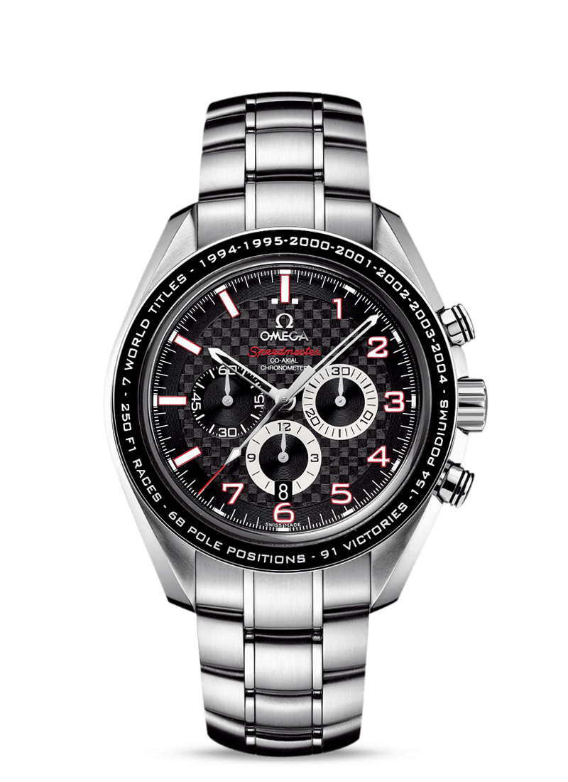 Omega 321.30.44.50.01.001 : Speedmaster Co-Axial 44.25 Stainless Steel / Carbon / Bracelet / Schumacher the Legend