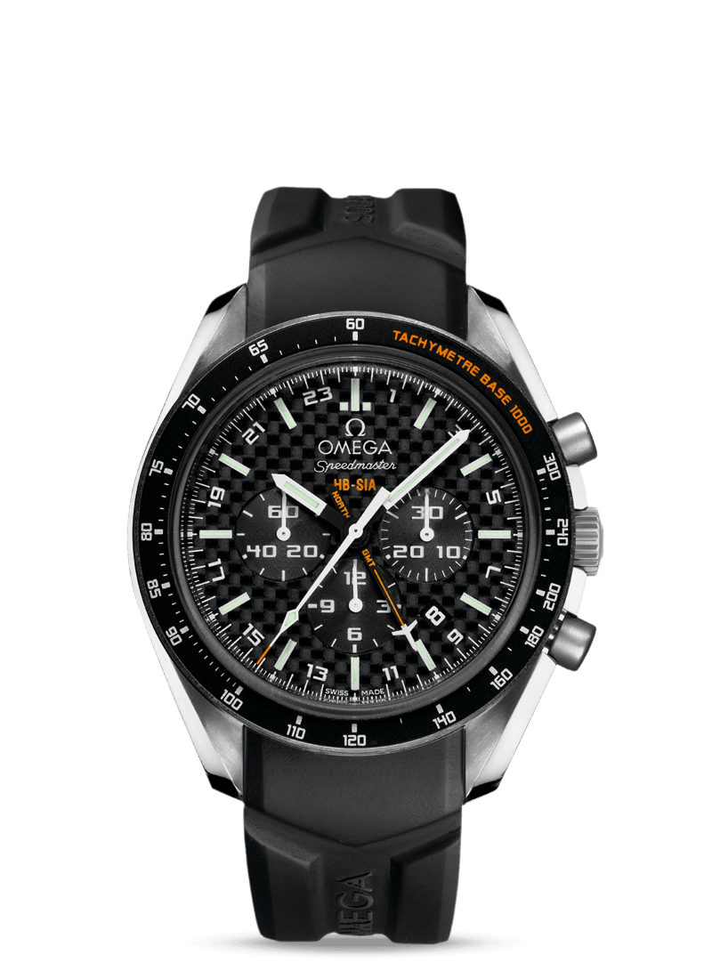 Omega 321.92.44.52.01.001 : Speedmaster HB-SIA Co-Axial GMT Titanium / Black Carbon / Rubber