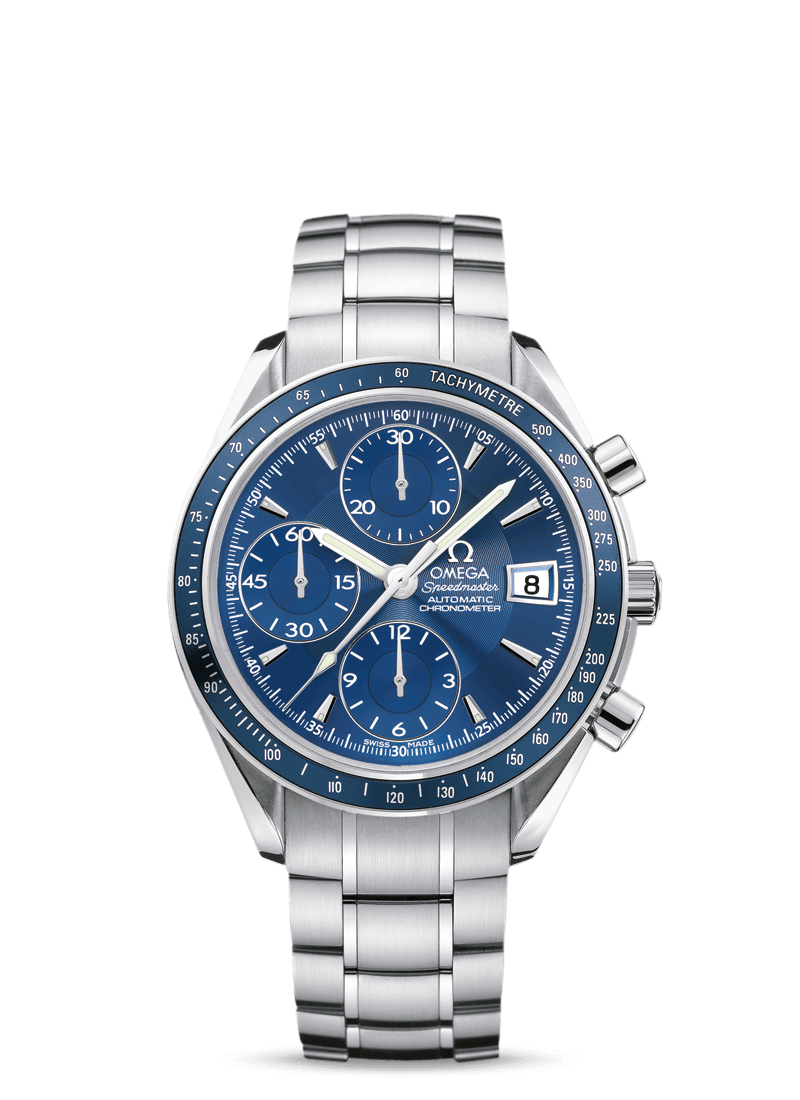 Omega 3212.80.00 : Speedmaster Date 40 Stainless Steel / Blue / Bracelet