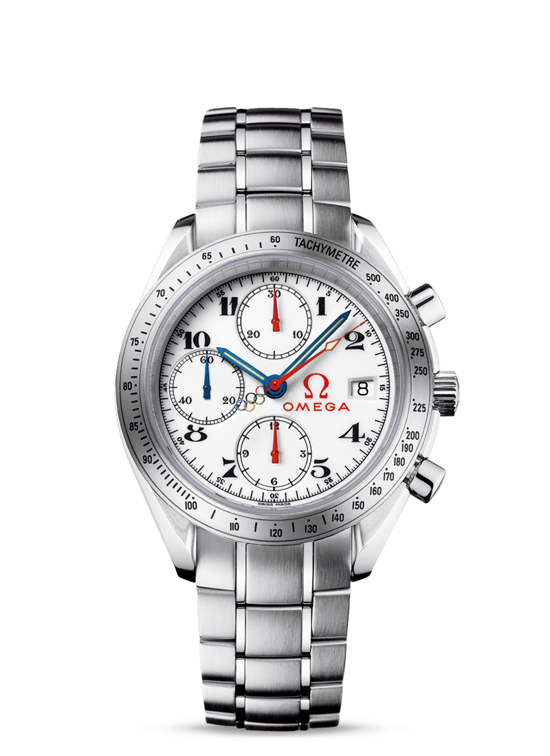 Omega 323.10.40.40.04.001 : Speedmaster Date 40 Stainless Steel / White / Bracelet / Olympic Timeless