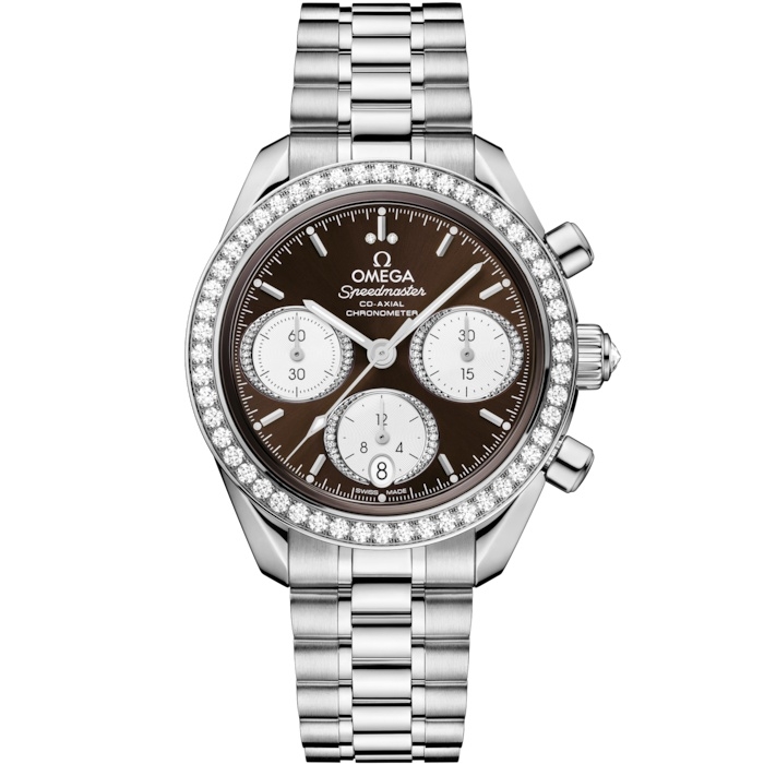 Omega 324.15.38.50.63.001 : Speedmaster Date 38 Stainless Steel - Diamond / Brown / Bracelet