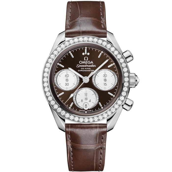 Omega 324.18.38.50.63.001 : Speedmaster Date 38 Stainless Steel - Diamond / Brown