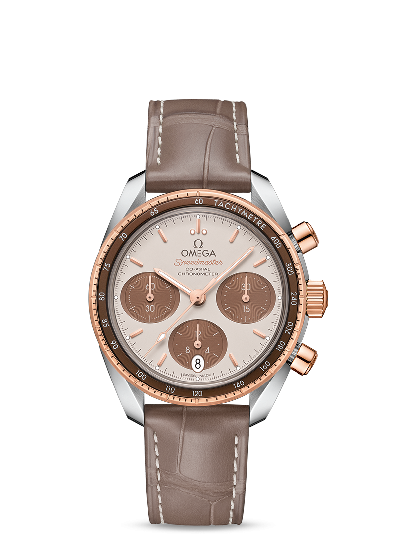 Omega 324.23.38.50.02.002 : Speedmaster Co-Axial 38 Stainless Steel / Sedna Gold / Cappuccino