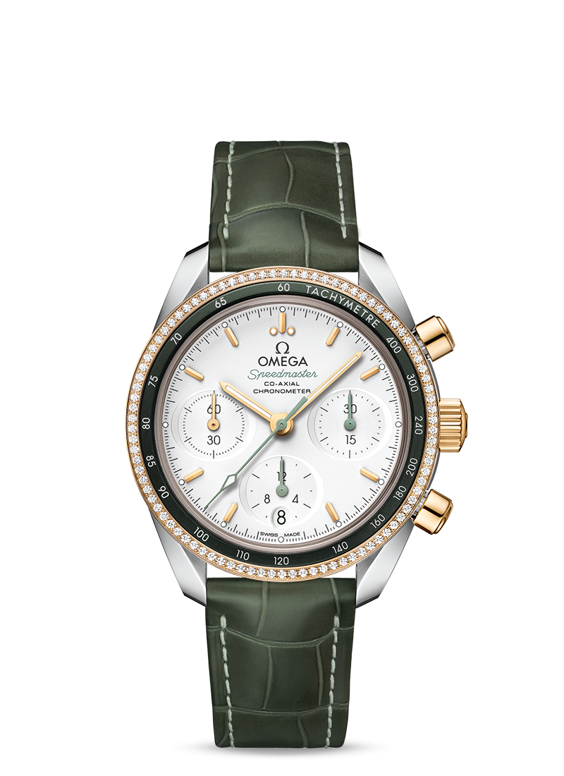 Omega 324.28.38.50.02.001 : Speedmaster Co-Axial 38 Stainless Steel / Yellow Gold / Diamond / Silver