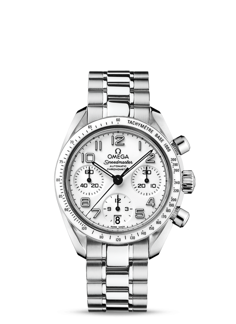 Omega 324.30.38.40.04.001 : Speedmaster Date 38 Stainless Steel / White / Bracelet