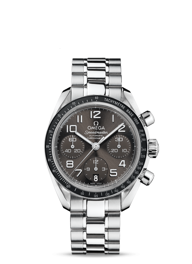 Omega 324.30.38.40.06.001 : Speedmaster Date 38 Stainless Steel / Grey / Bracelet