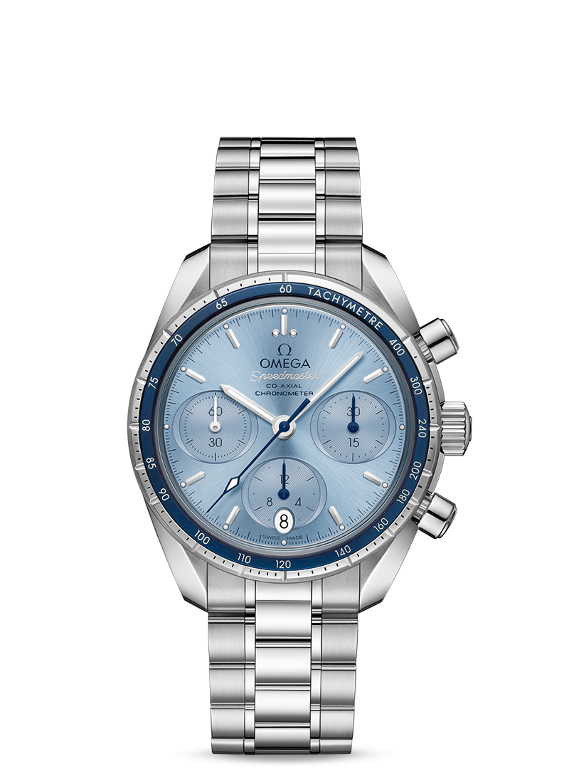 Omega 324.30.38.50.03.001 : Speedmaster Co-Axial 38 Stainless Steel / Blue / Bracelet