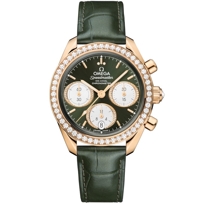 Omega 324.58.38.50.60.001 : Speedmaster Date 38 Moonshine Gold - Diamond / Green