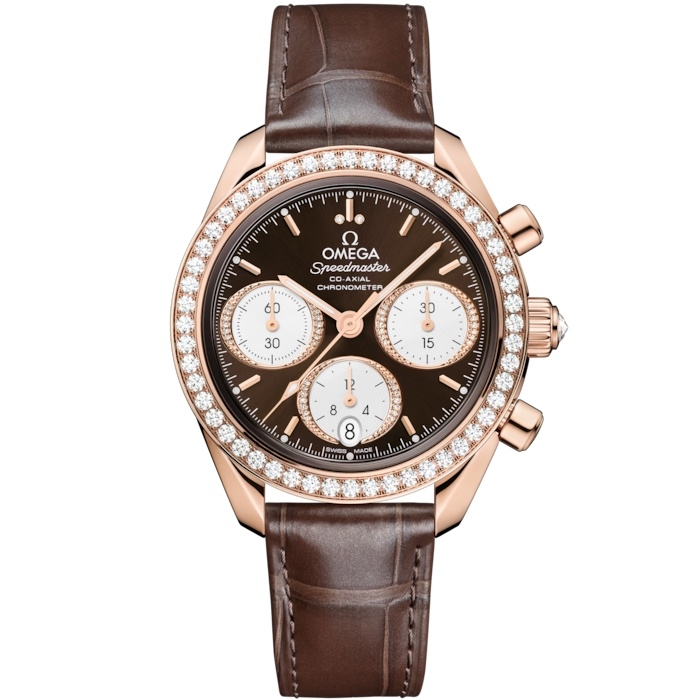 Omega 324.58.38.50.63.001 : Speedmaster Date 38 Sedna Gold - Diamond / Brown