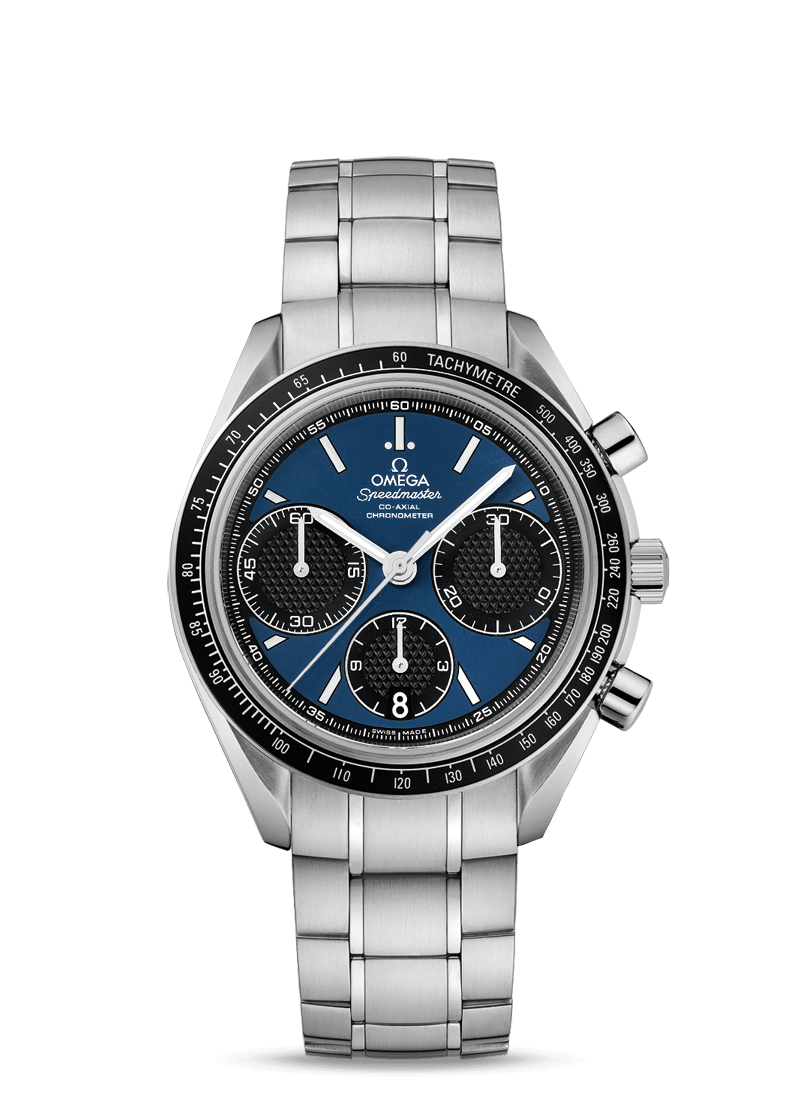 Omega 326.30.40.50.03.001 : Speedmaster Racing Co-Axial Chronograph Stianless Steel / Blue / Bracelet