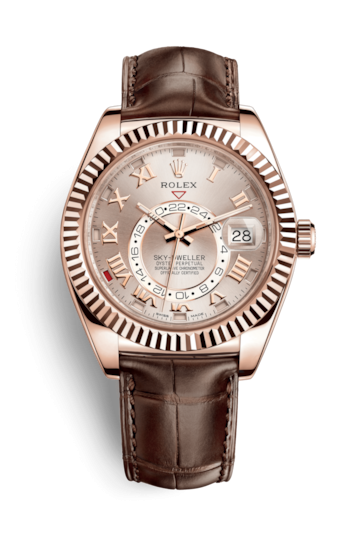 Rolex 326135-0004 : Sky-Dweller Everose / Sundust / Alligator