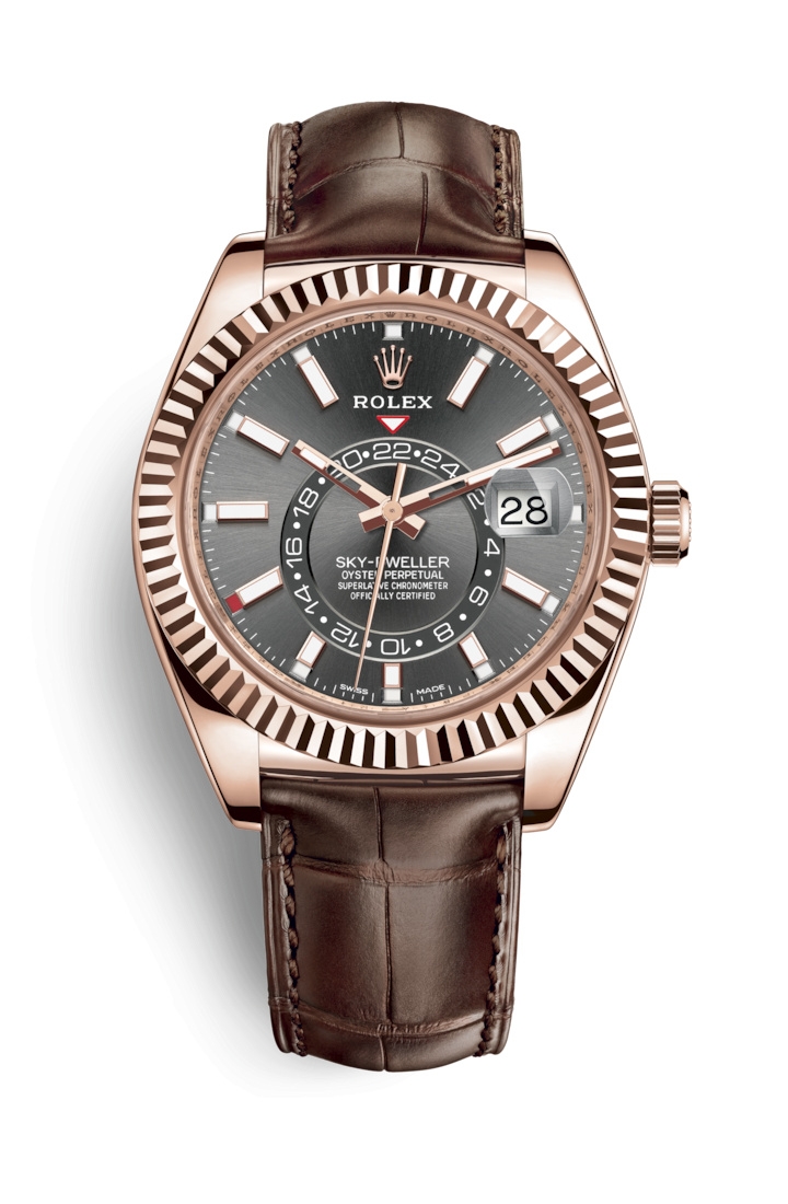 Rolex 326135-0008 : Sky-Dweller Everose / Dark Rhodium / Alligator