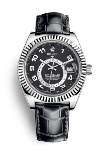 Rolex 326139-0003 : Sky-Dweller White Gold / Black / Alligator