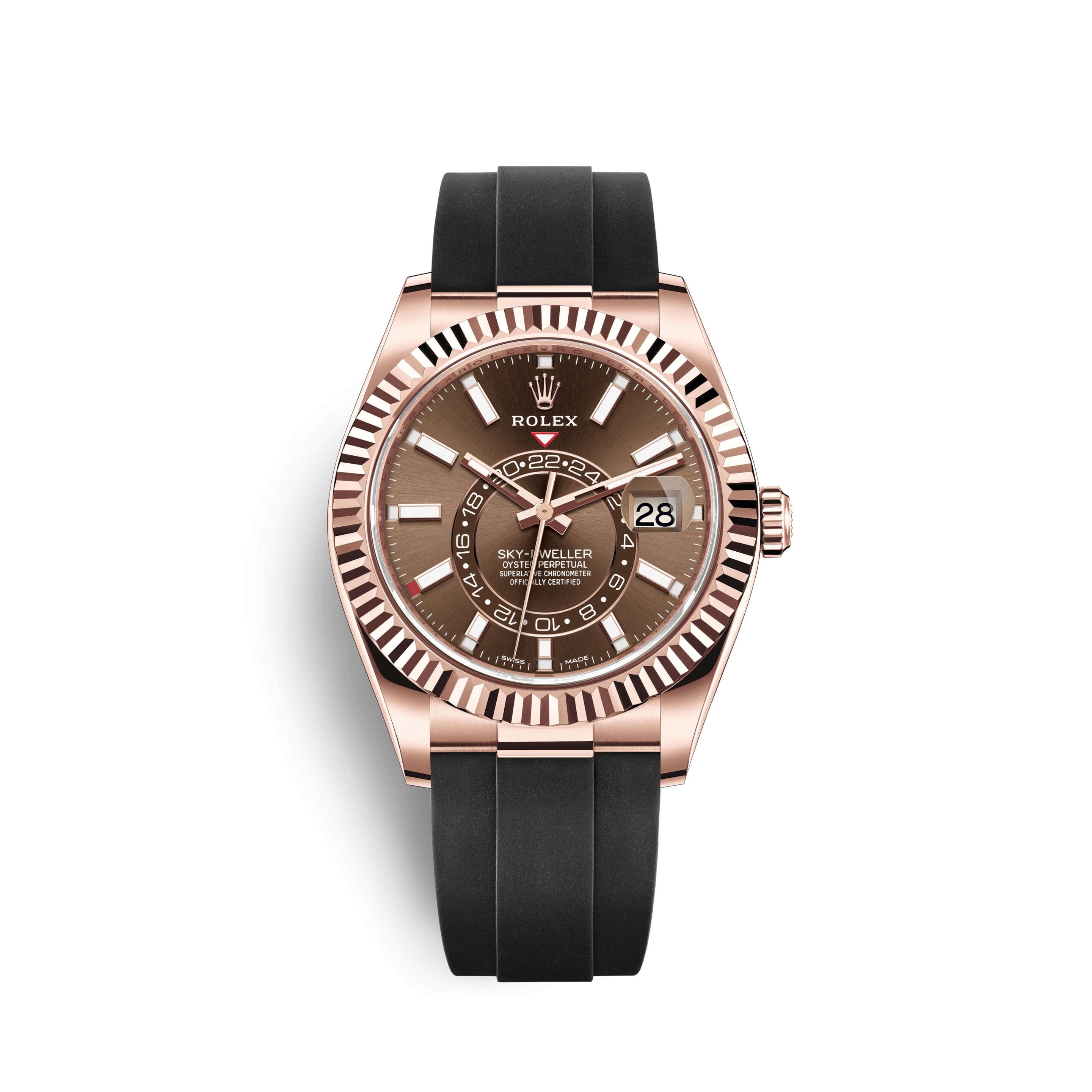 Rolex 326235-0005 : Sky-Dweller Everose / Chocolate / Oysterflex