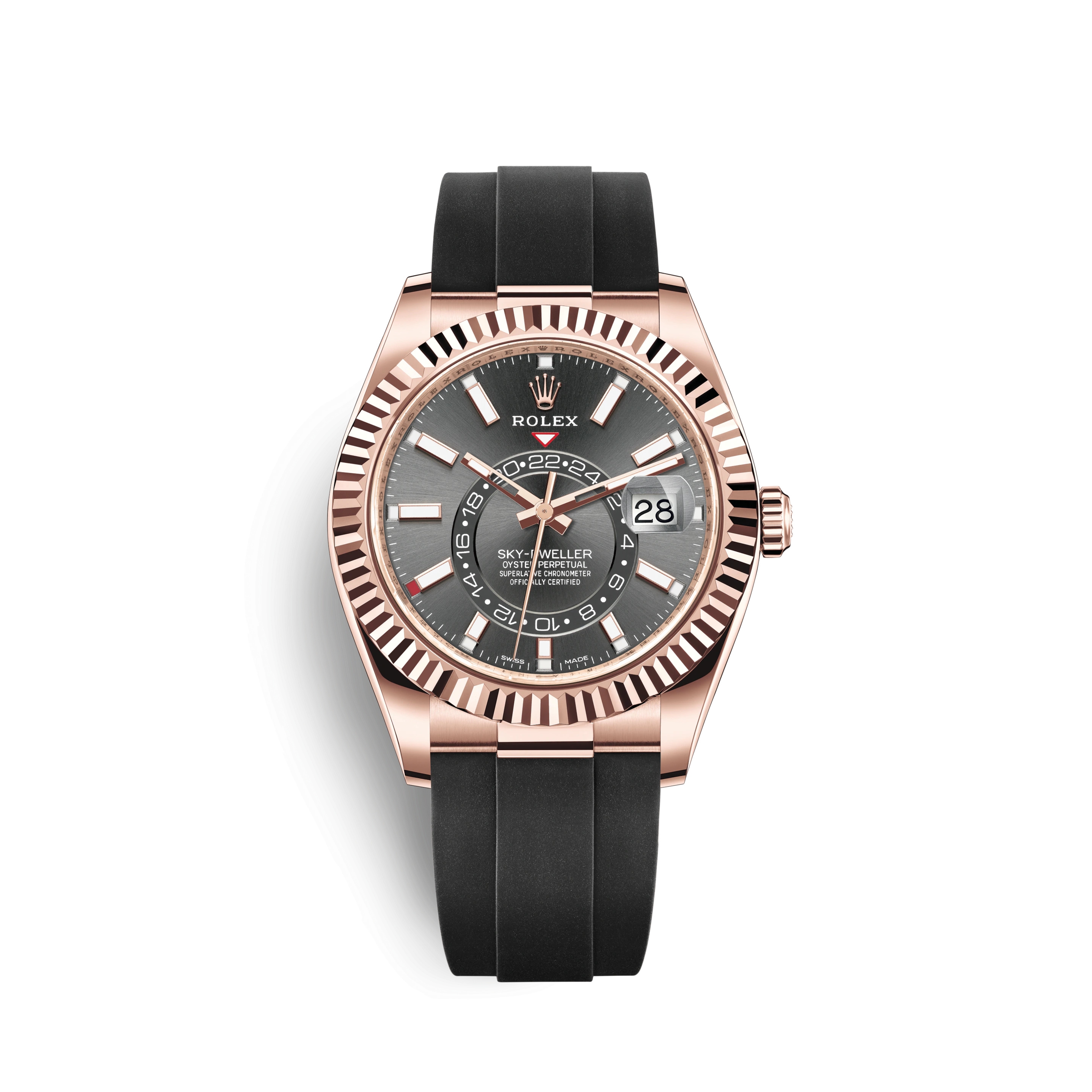 Rolex 326235-0006 : Sky-Dweller Everose / Dark Rhodium / Oysterflex