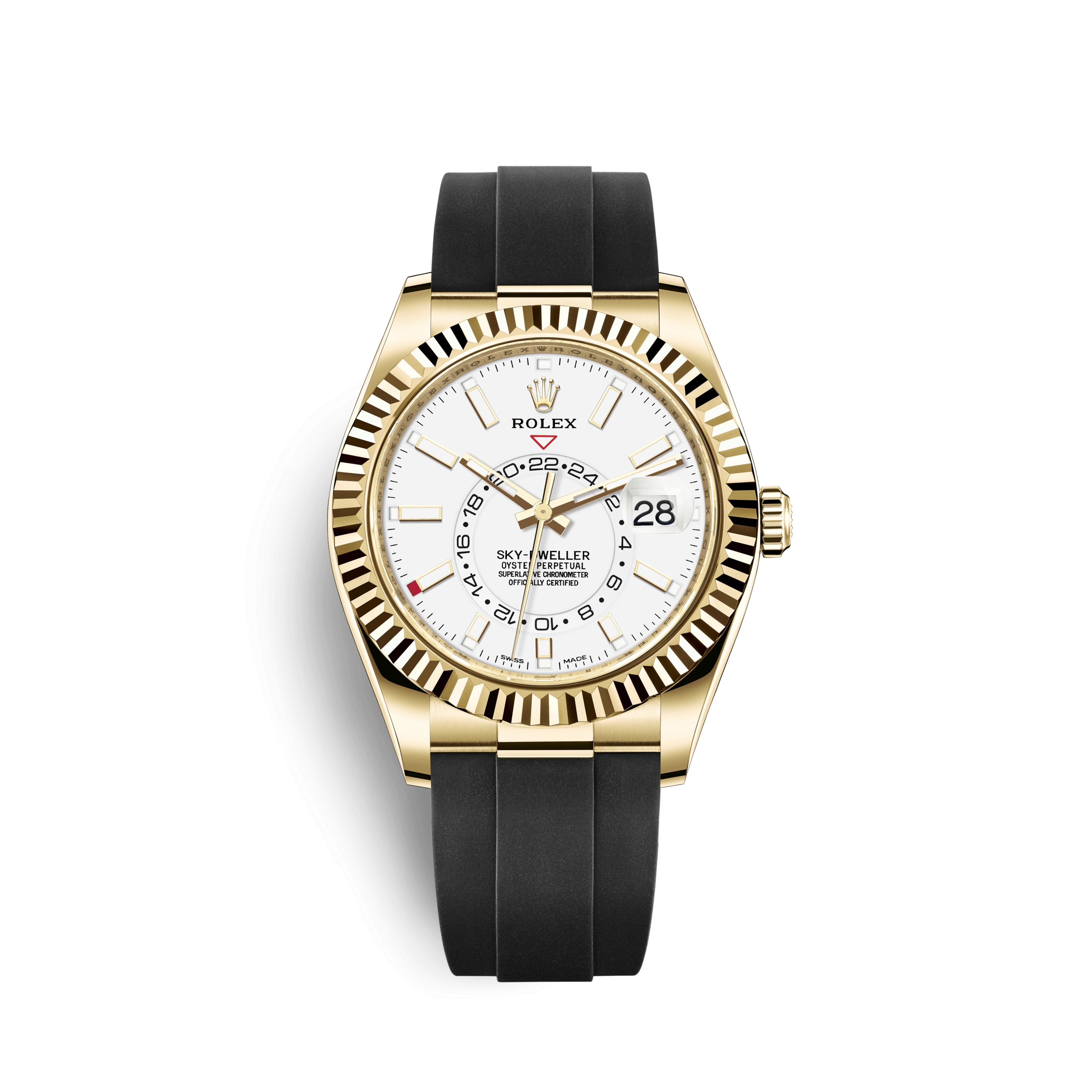 Rolex 326238-0006 : Sky-Dweller Yellow Gold / White / Oysterflex