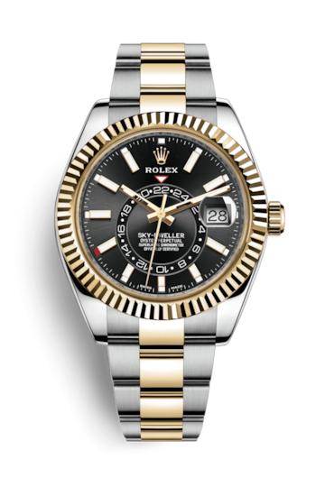 Rolex 326933-0002 : Sky-Dweller Stainless Steel / Yellow Gold / Black