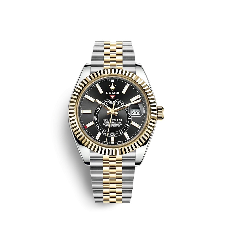 Rolex 326933-0005 : Sky-Dweller Stainless Steel / Yellow Gold / Black / Jubilee