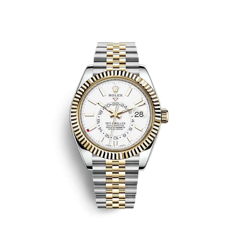 Rolex 326933-0010 : Sky-Dweller Stainless Steel / Yellow Gold / White / Jubilee