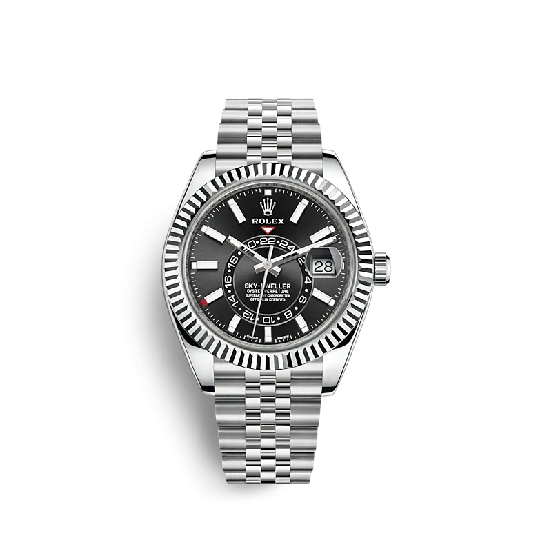 Rolex 326934-0006 : Sky-Dweller Stainless Steel / White Gold / Black / Jubilee