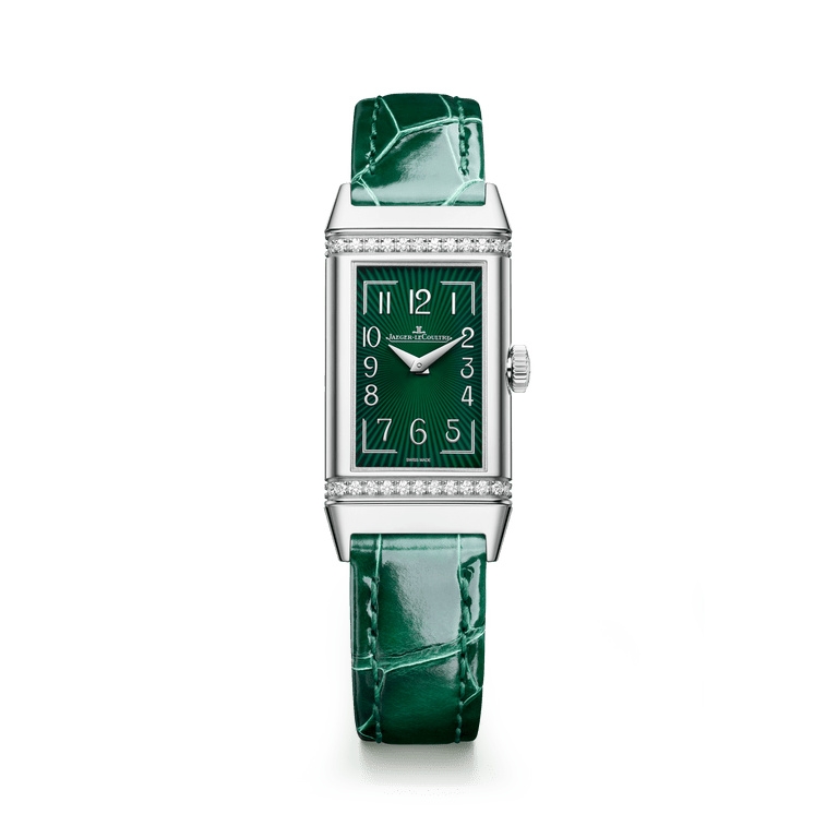 Jaeger-LeCoultre 328853J : Reverso One Monoface Stainless Steel - Diamond / Green / Alligator