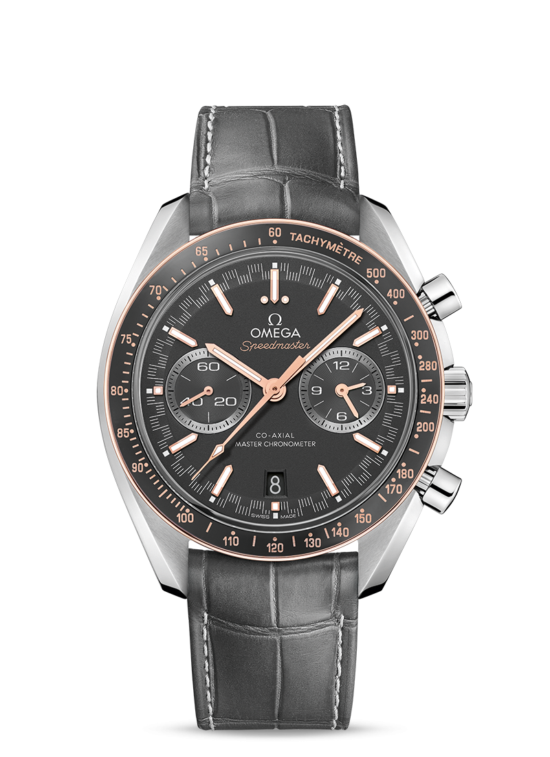 Omega 329.23.44.51.06.001 : Speedmaster Racing Master Co-Axial Stainless Steel / Sedna / Grey / Alligator