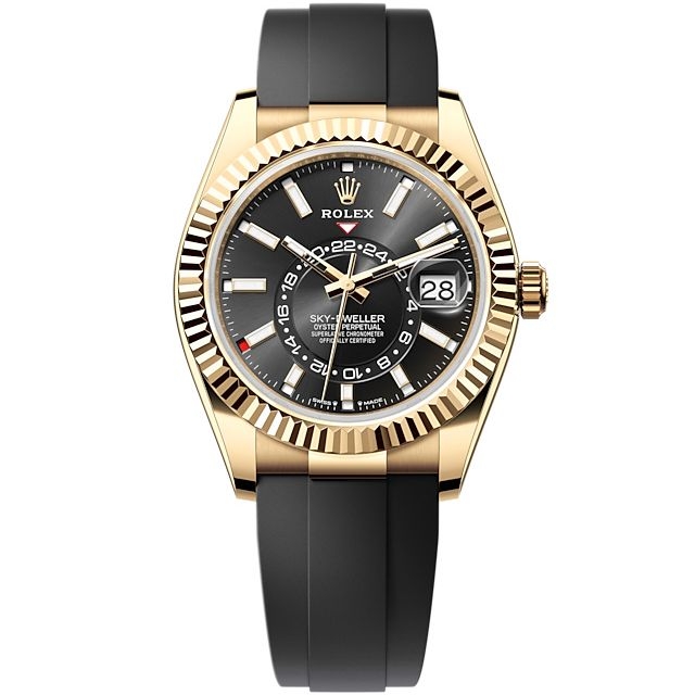 Rolex 336238-0002 : Sky-Dweller Yellow Gold / Black / OysterFlex