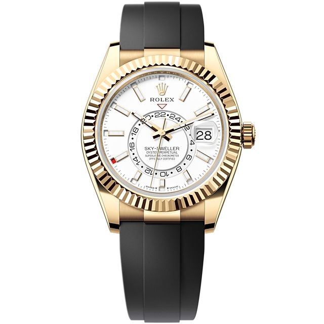 Rolex 336238-0003 : Sky-Dweller Yellow Gold / White / OysterFlex