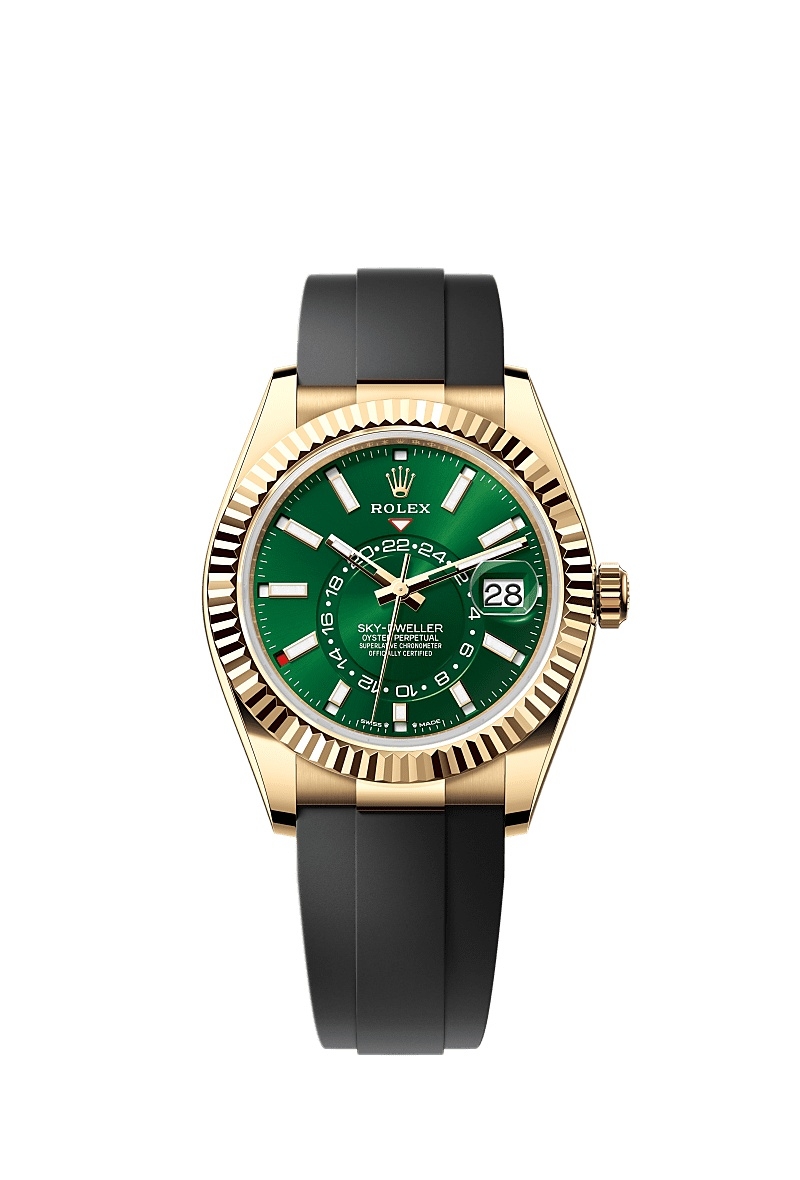 Rolex 336238-0004 : Sky-Dweller Yellow Gold / Green / OysterFlex