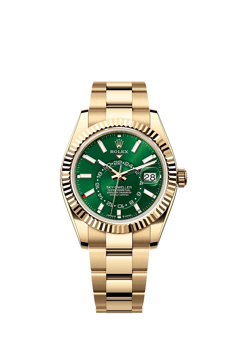 Rolex 336938-0007 : Sky-Dweller Yellow Gold / Green / Oyster