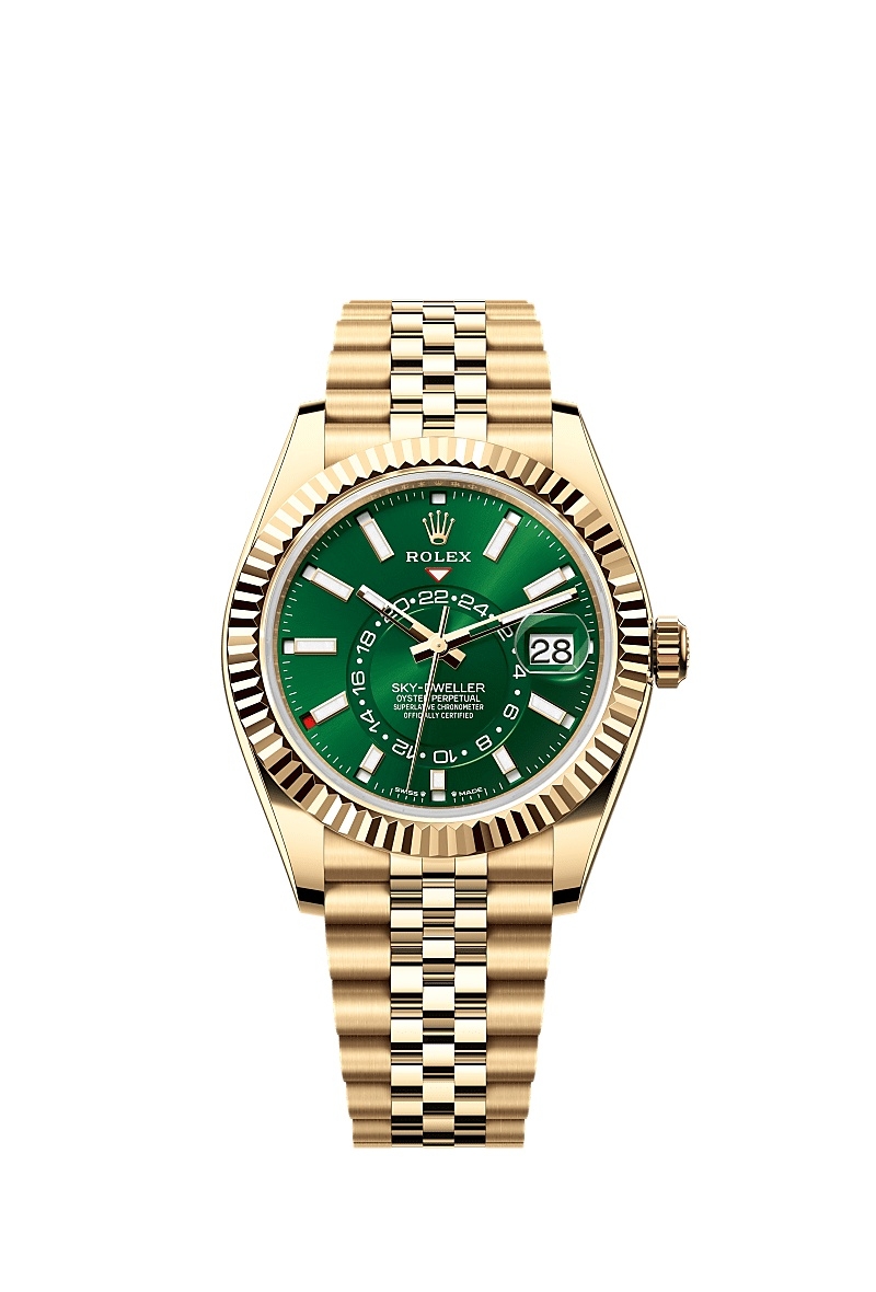 Rolex 336938-0008 : Sky-Dweller Yellow Gold / Green / Jubilee