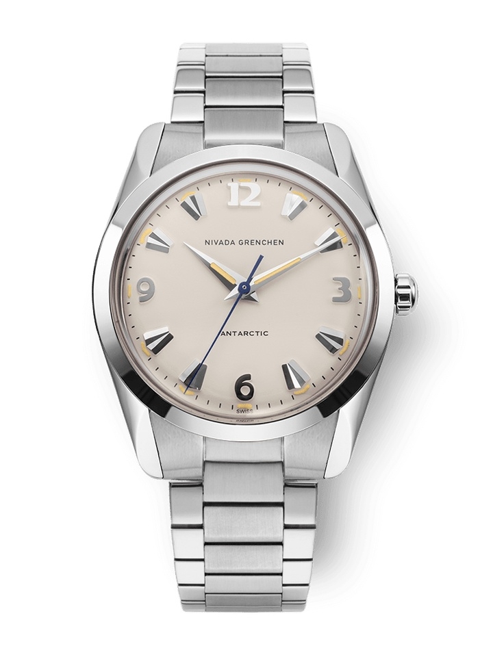 Nivada Grenchen 35001M20 : Antarctic 35 Eggshell - Beige Luminova / Stainless Steel / Flat Link