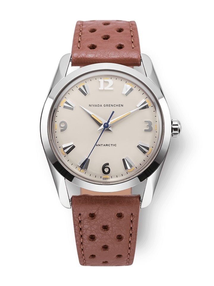 Nivada Grenchen 35001M41 : Antarctic 35 Eggshell - Beige Luminova / Stainless Steel / Brown Racing