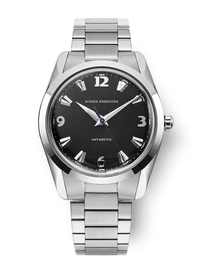 Nivada Grenchen 35002M20 : Antarctic 35 Black - White Luminova / Stainless Steel / Flat Link