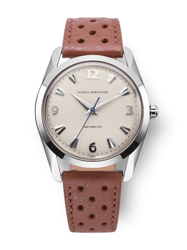 Nivada Grenchen 35004M41 : Antarctic 35 Eggshell - White Luminova / Stainless Steel / Brown Racing