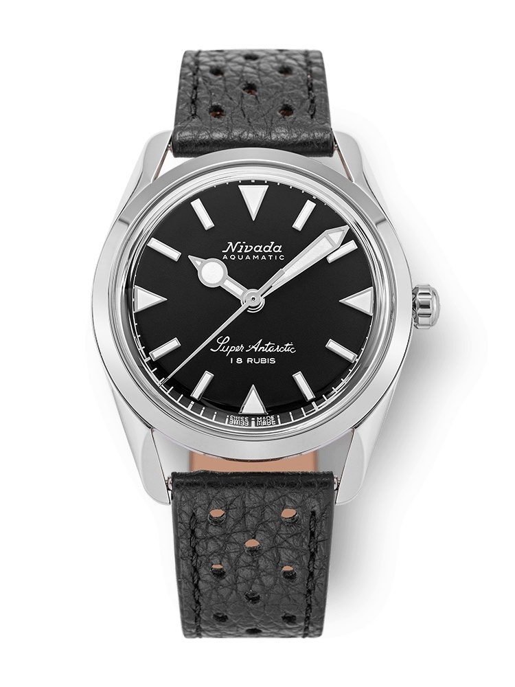 Nivada Grenchen 35014M40 : Super Antarctic 35 Black - White Luminova / Stainless Steel / Black Racing