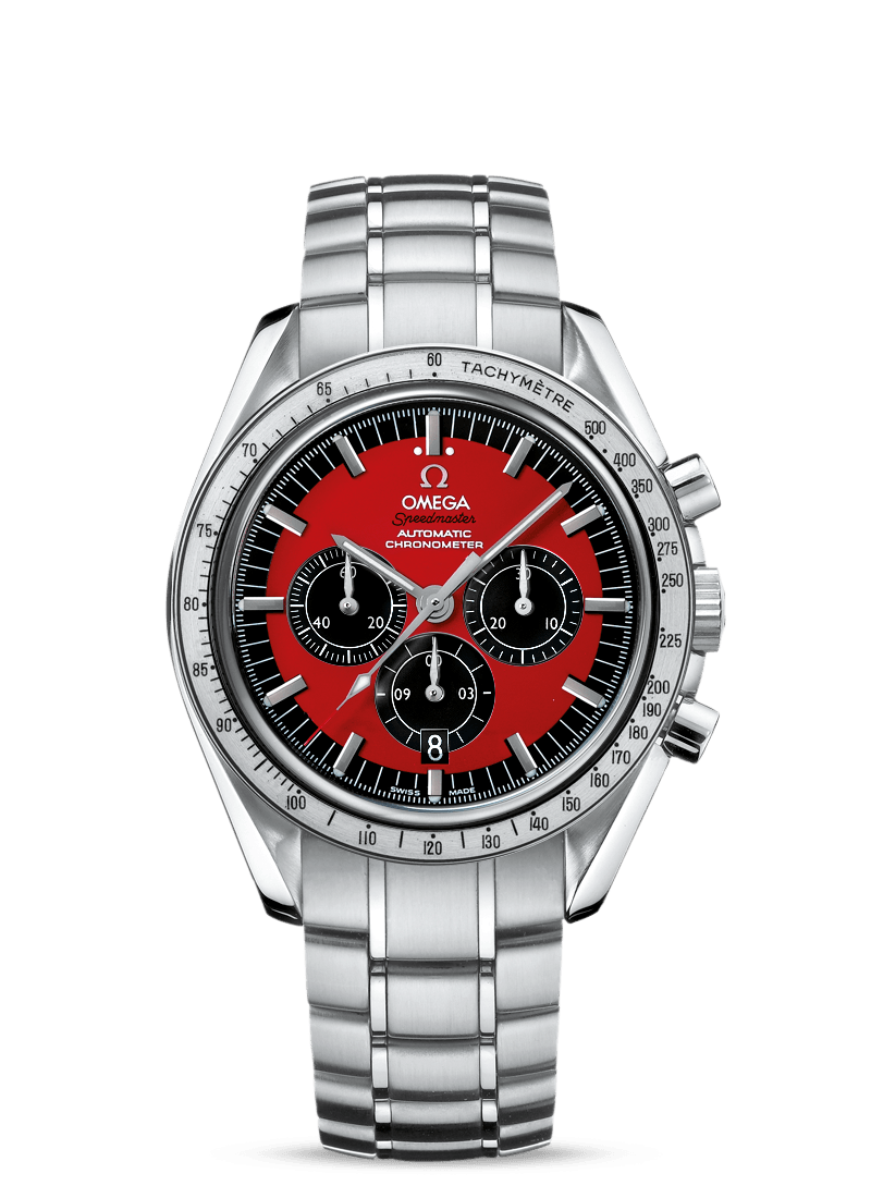 Omega 3506.61.00 : Speedmaster Michael Schumacher Stainless Steel / Red / Bracelet / The Legend Red