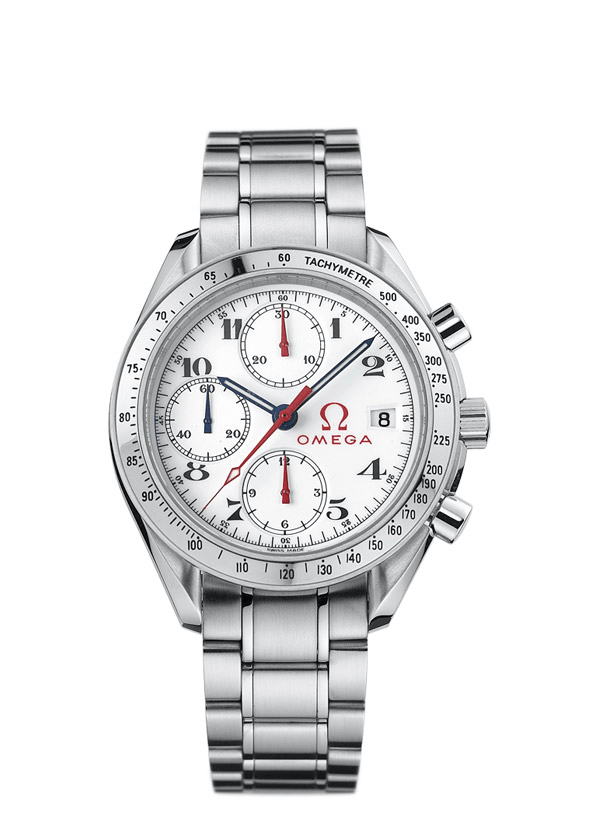 Omega 3513.20.00 : Speedmaster Date 40 Stainless Steel / White / Bracelet / Olympic Los Angeles 1932