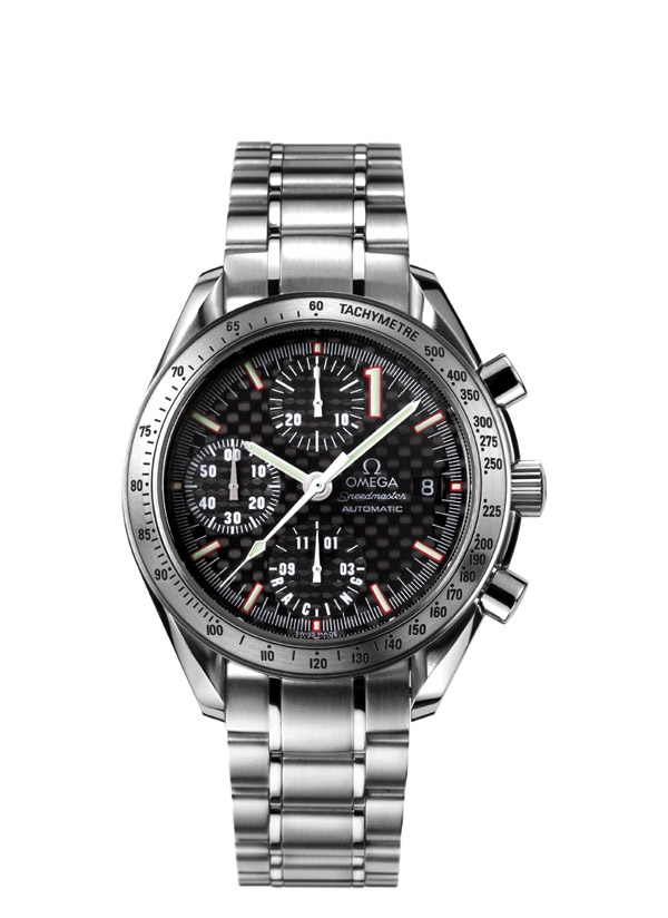 Omega 3519.50.00 : Speedmaster Date 40 Stainless Steel / Carbon / Bracelet / Schumacher 2001