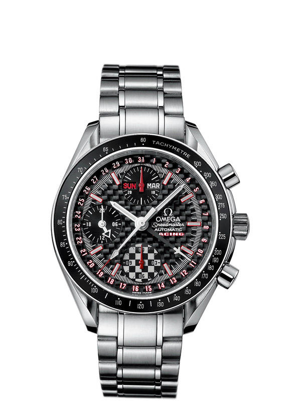 Omega 3529.50.00 : Speedmaster Day-Date 39 Stainless Steel / Black Carbon / Bracelet / Michael Schumacher World Champion