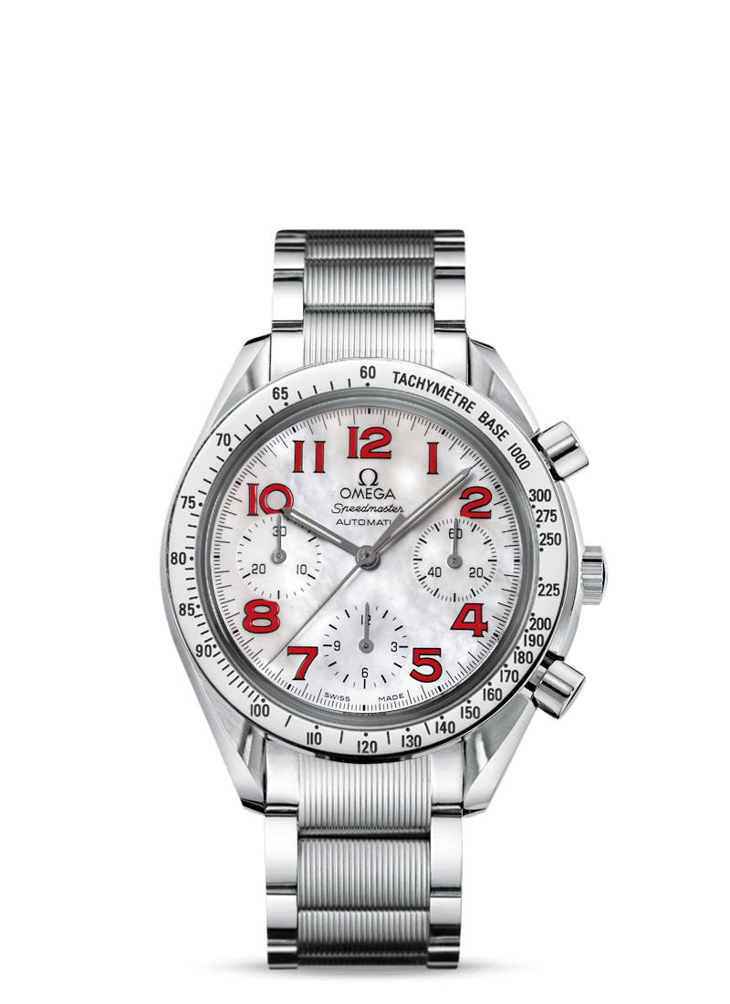 Omega 3534.79.00 : Speedmaster Reduced Ladies Stainless Steel / MOP-Red / Bracelet