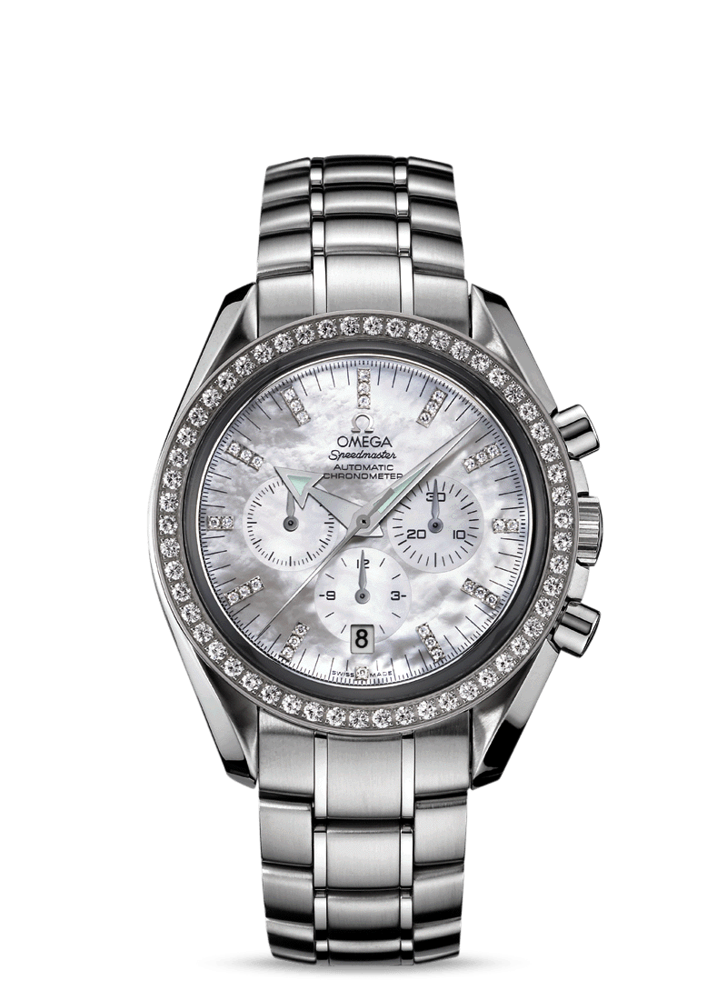 Omega 3555.75.00 : Speedmaster Broad Arrow Stainless Steel / Diamond / MOP / Bracelet